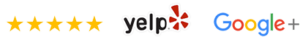 Five-star DesignFleek reviews on Yelp and Google+
