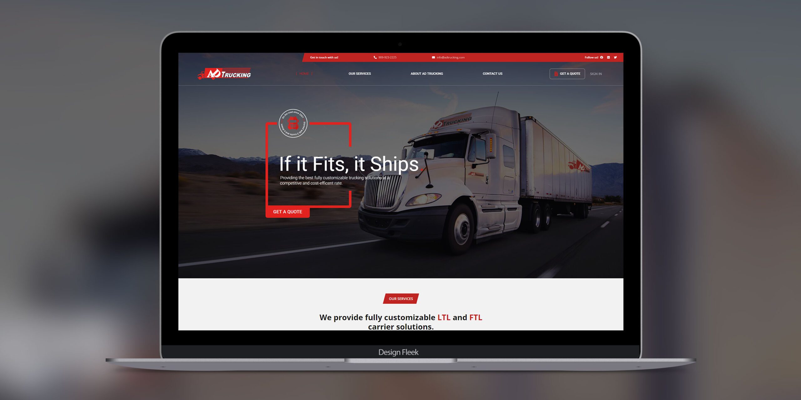 AD Trucking website mockup 2