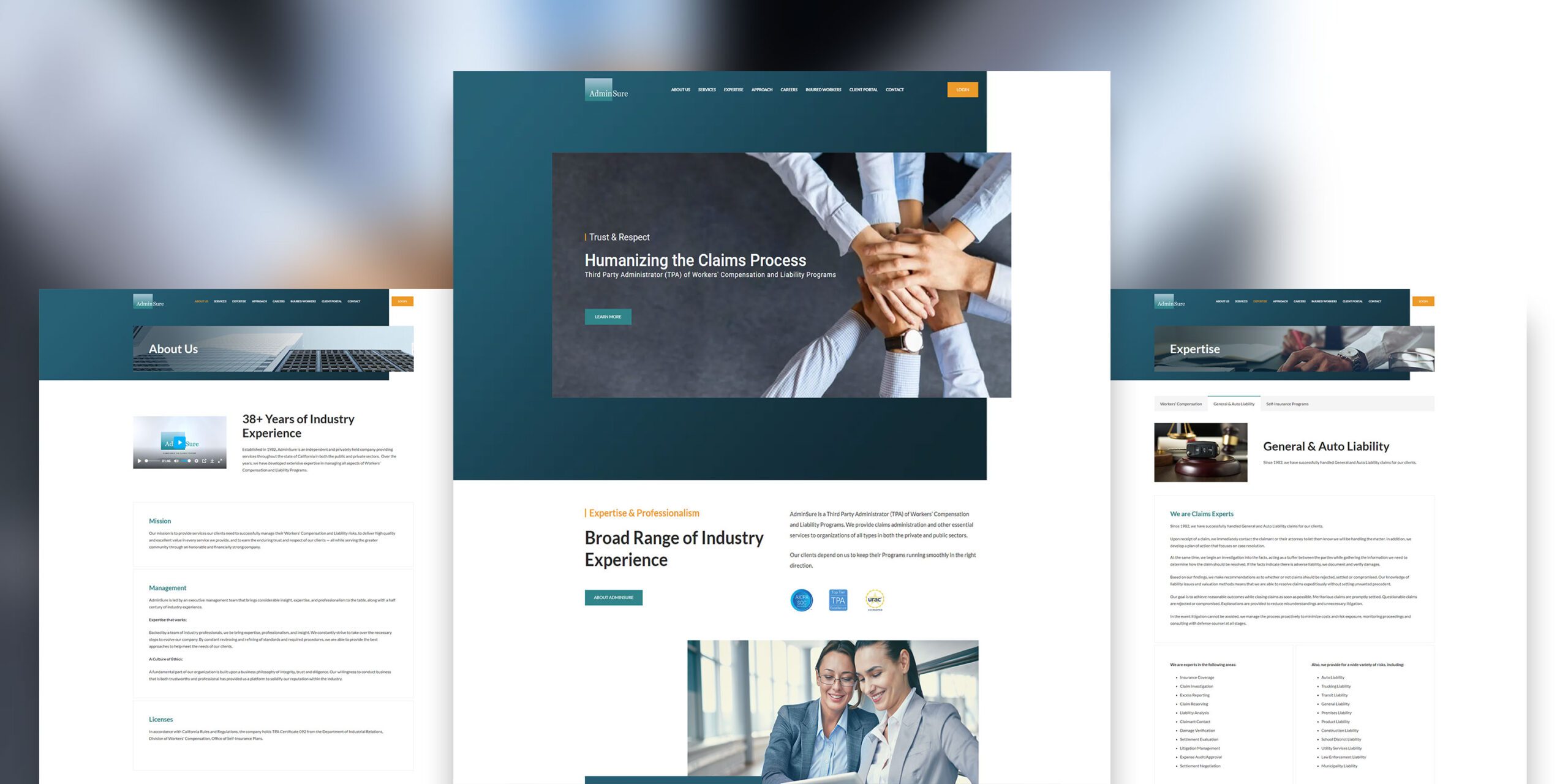 AdminSure website mockup 1