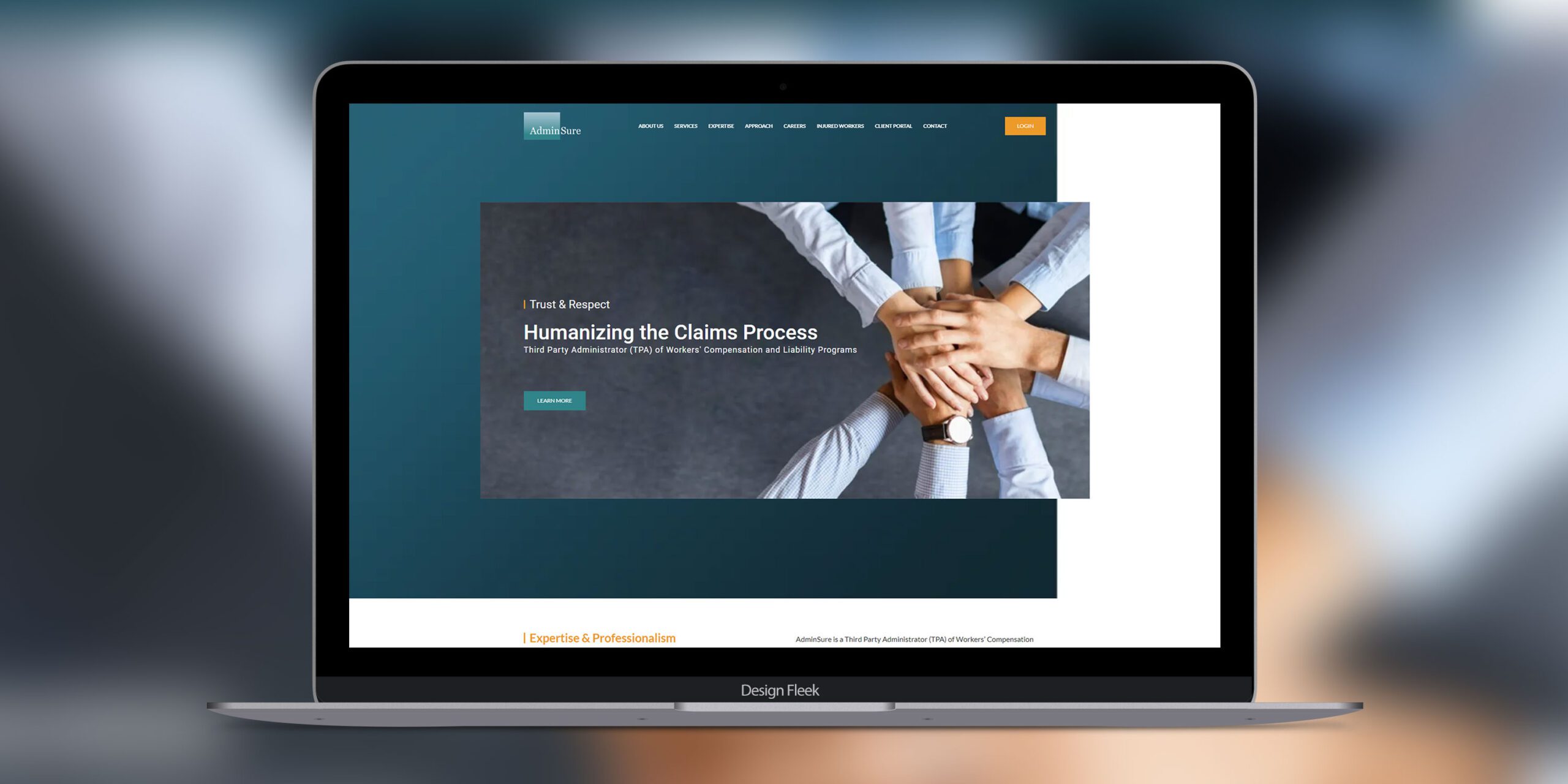 AdminSure website mockup 2