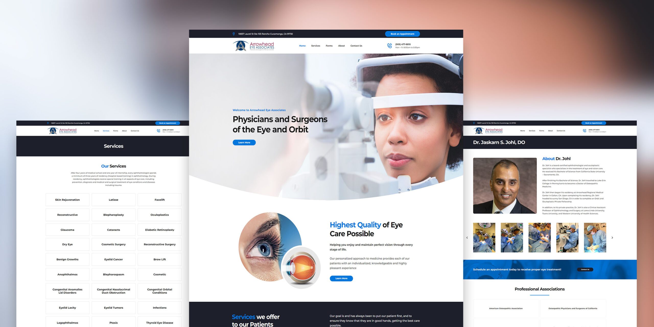 Arrowhead Eye Associates website mockup 2