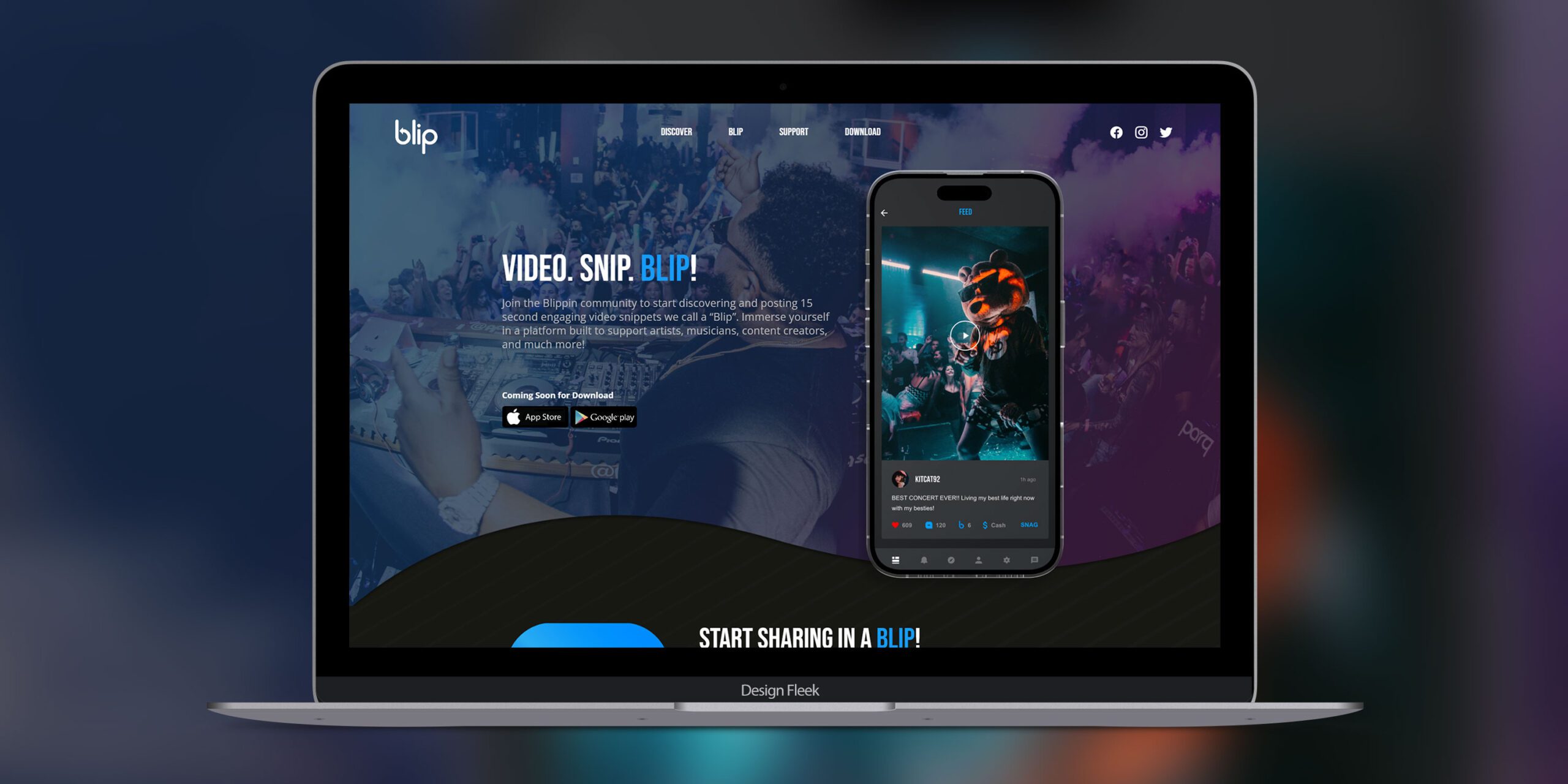 Blippin website mockup 2