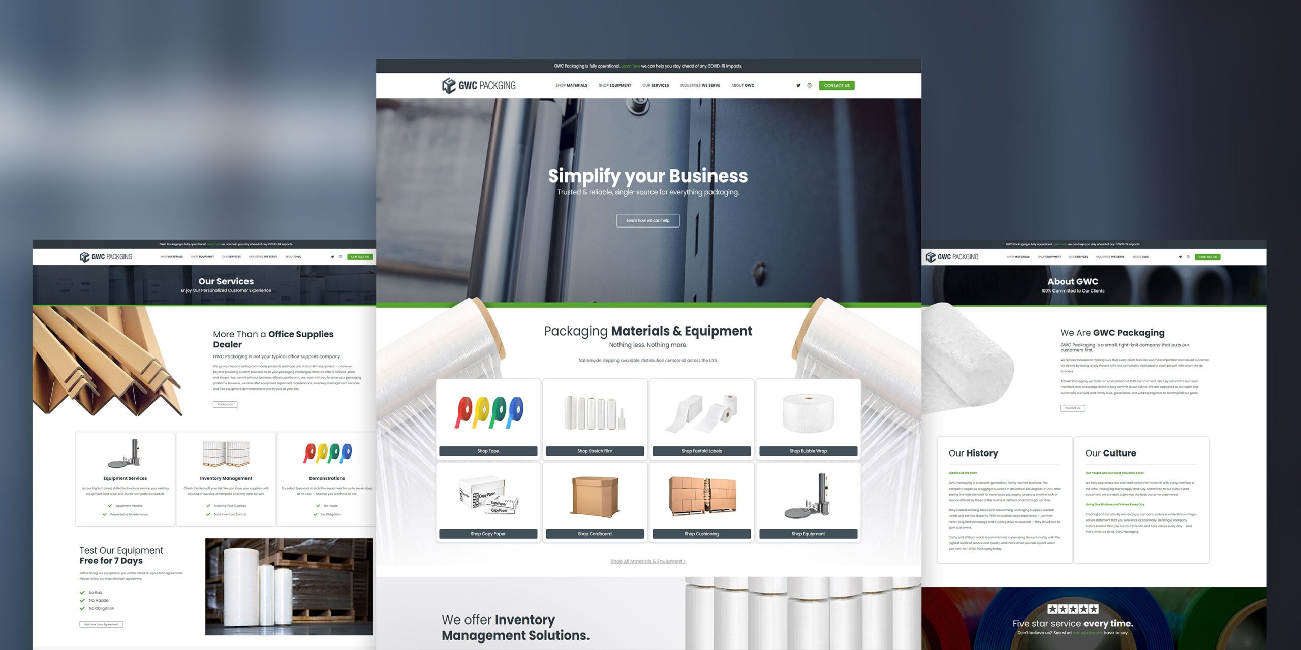 GWC Packaging website mockup 1