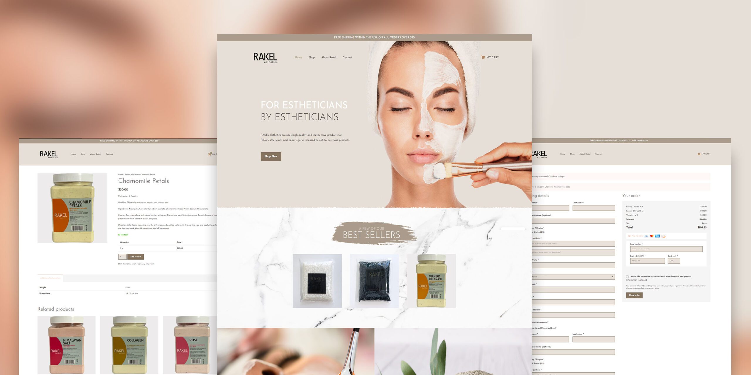 Rakel Esthetics website mockup 1