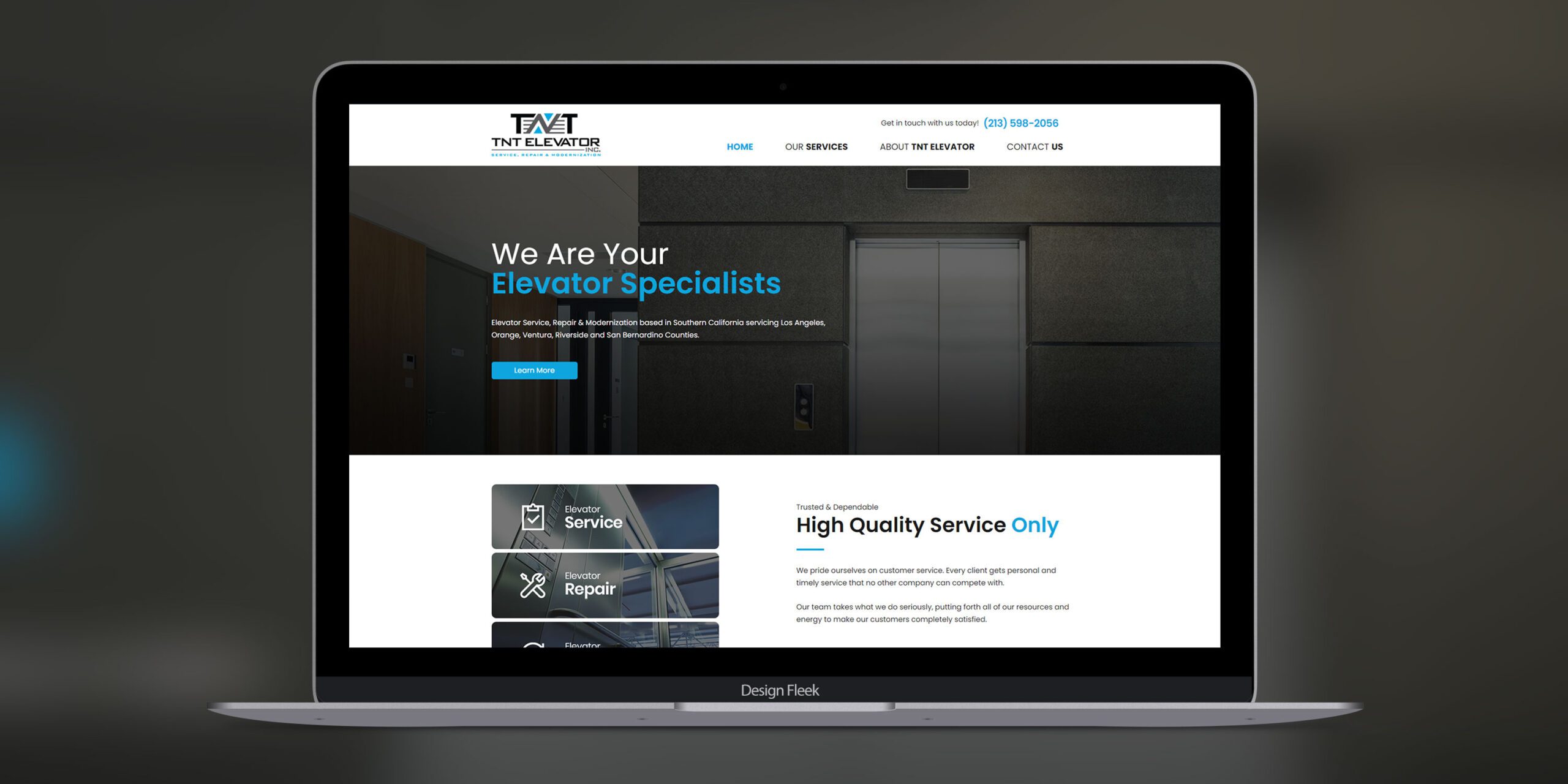 TNT Elevators website mockup 2