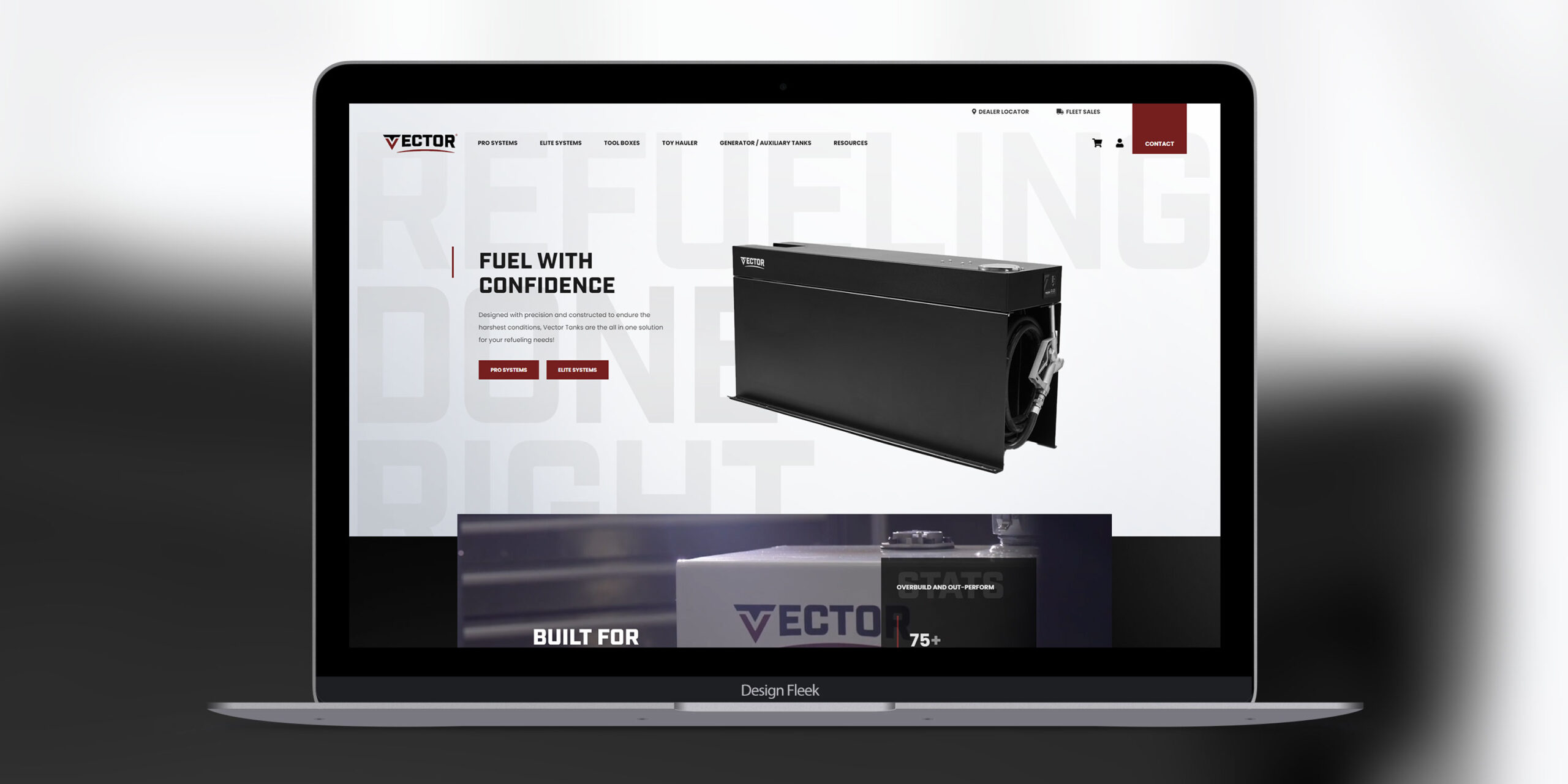 Vector Performance website mockup 2
